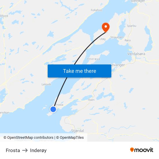 Frosta to Inderøy map