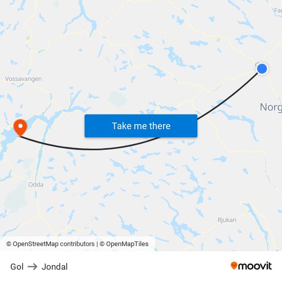 Gol to Jondal map