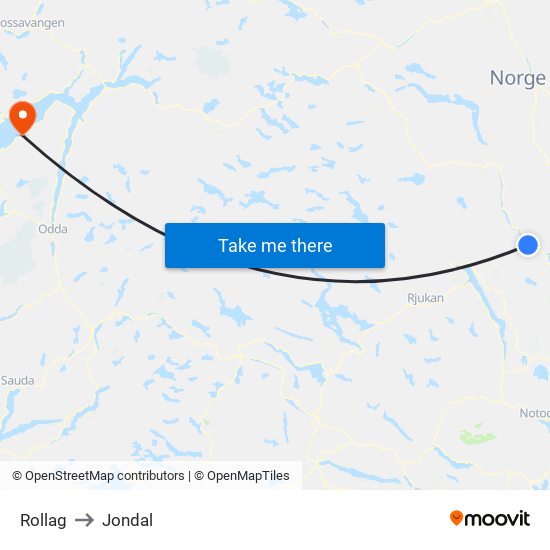 Rollag to Jondal map