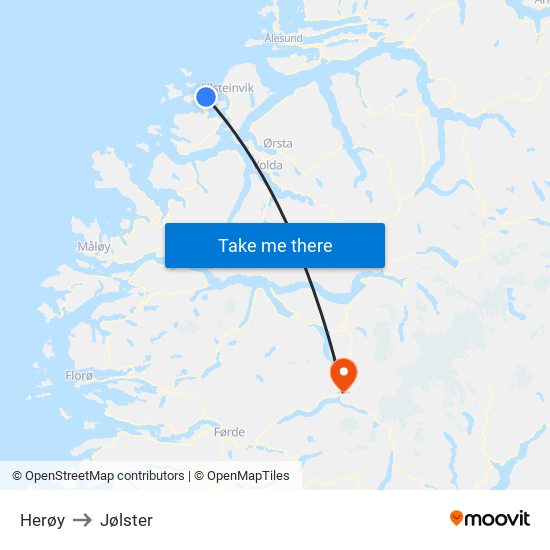 Herøy to Jølster map