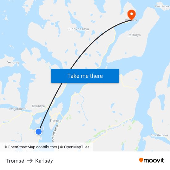 Tromsø to Karlsøy map