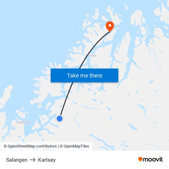 Salangen to Karlsøy map