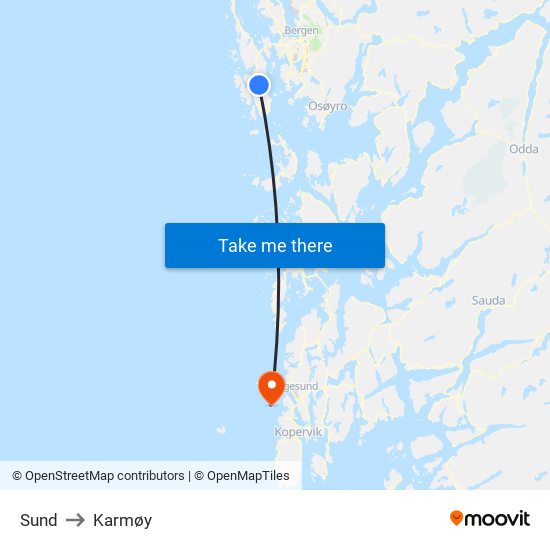 Sund to Karmøy map