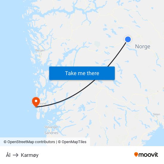 Ål to Karmøy map