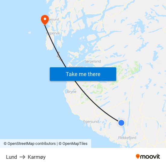 Lund to Karmøy map