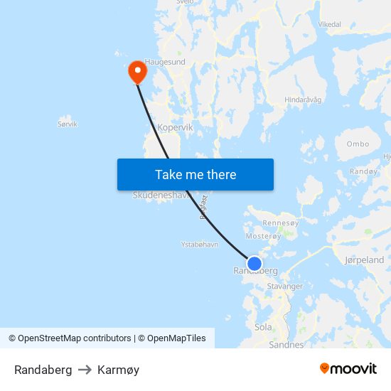 Randaberg to Karmøy map