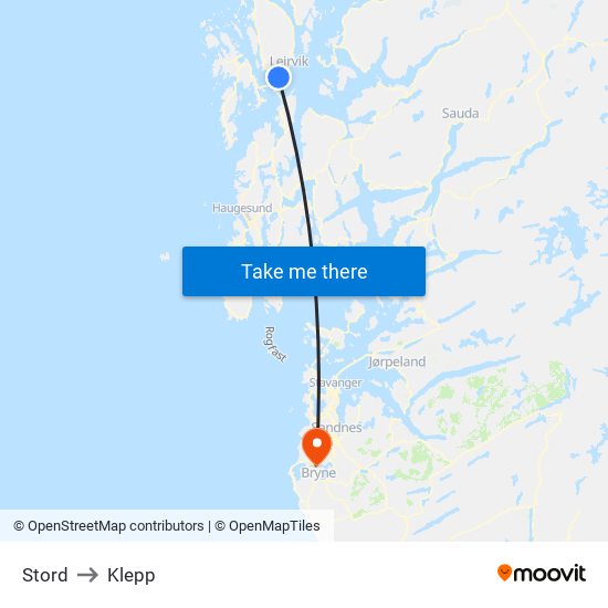 Stord to Klepp map