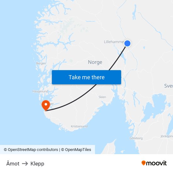 Åmot to Klepp map