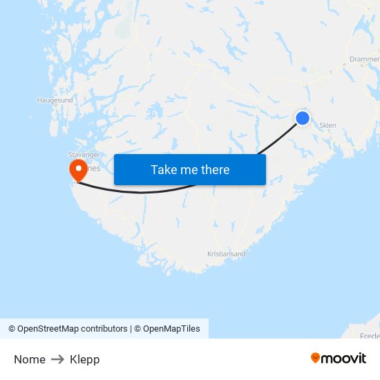 Nome to Klepp map