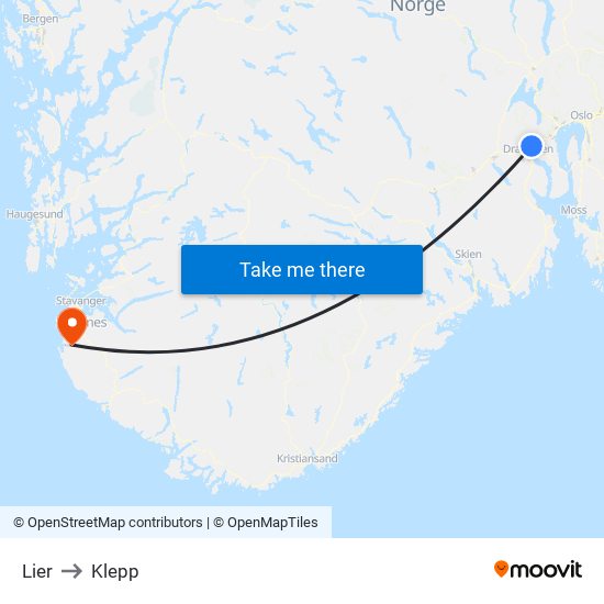 Lier to Klepp map