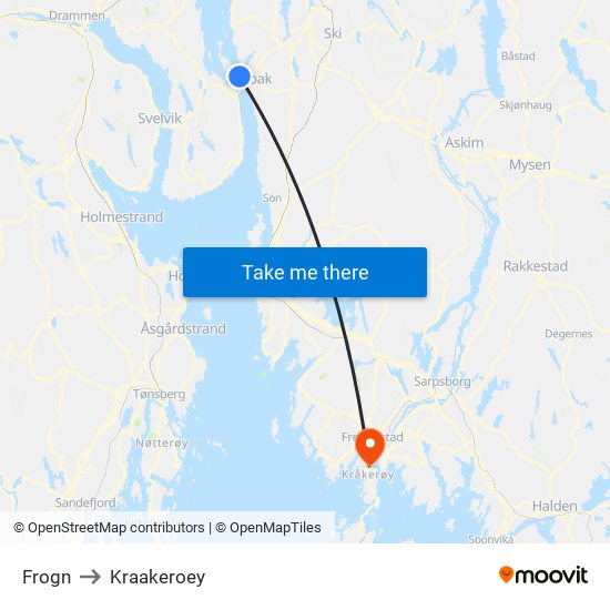 Frogn to Kraakeroey map