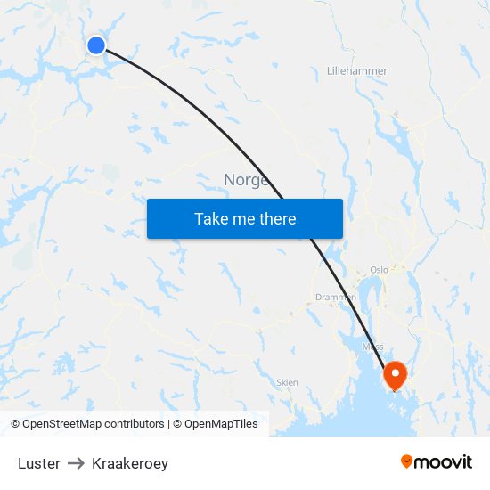 Luster to Kraakeroey map