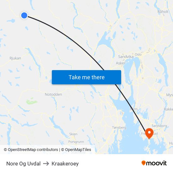 Nore Og Uvdal to Kraakeroey map