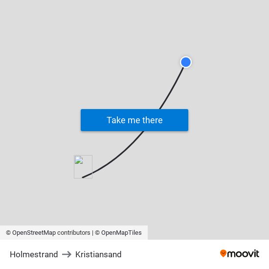 Holmestrand to Kristiansand map