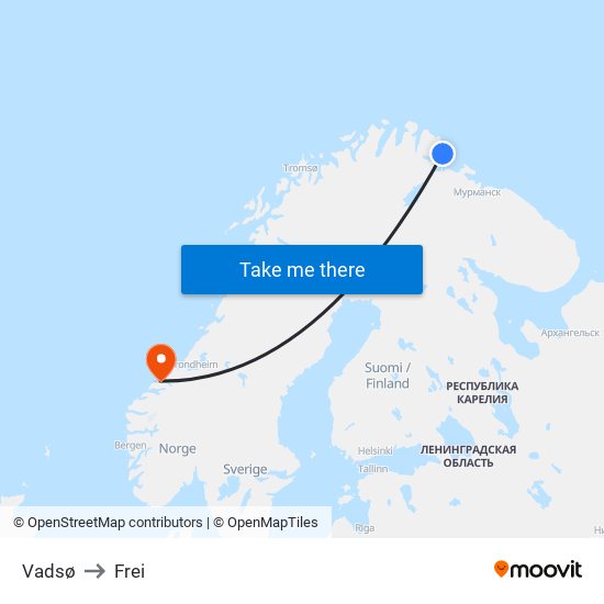 Vadsø to Frei map