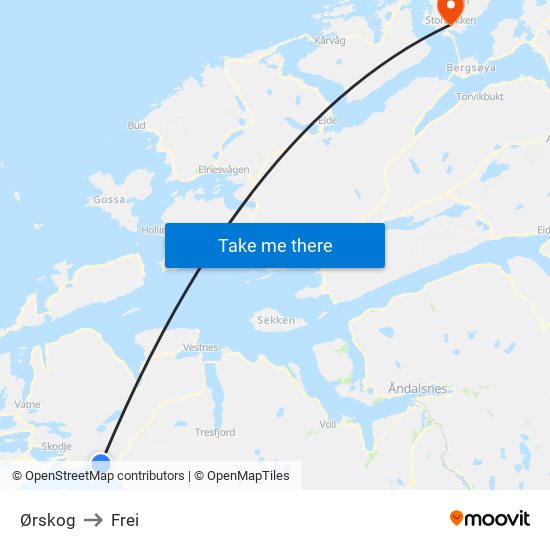 Ørskog to Frei map