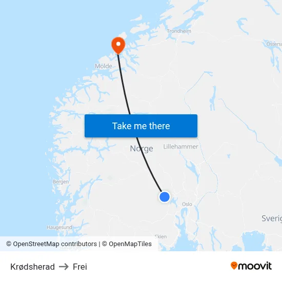 Krødsherad to Frei map