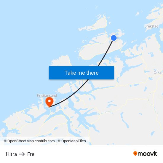 Hitra to Frei map