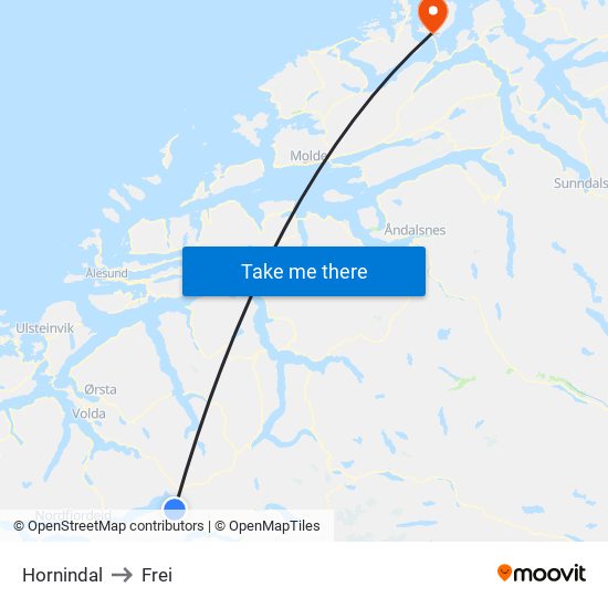 Hornindal to Frei map