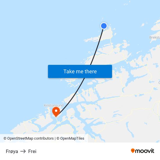 Frøya to Frei map