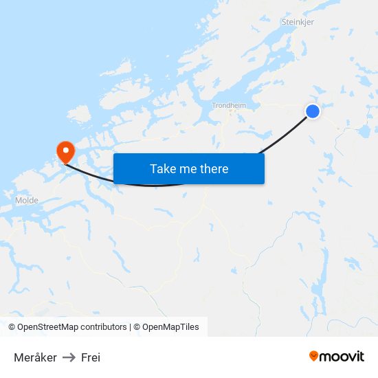 Meråker to Frei map