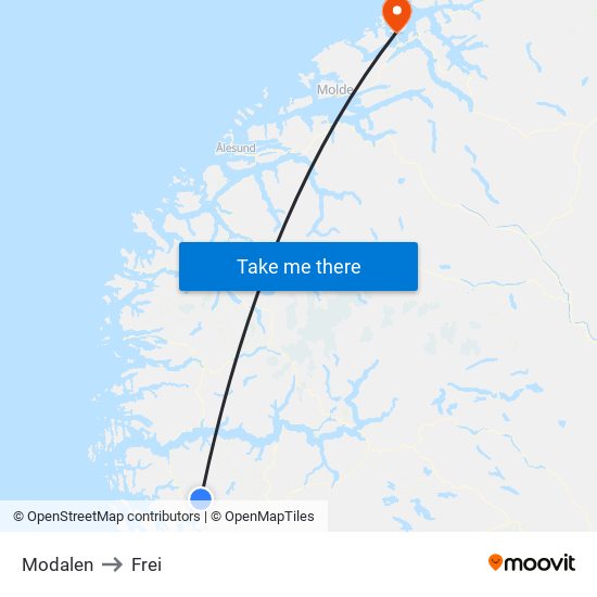 Modalen to Frei map