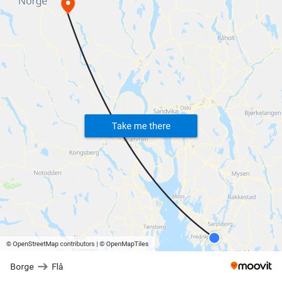 Borge to Flå map