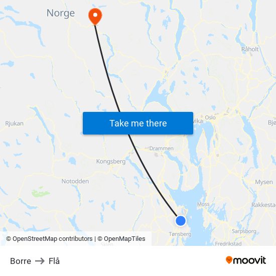 Borre to Flå map