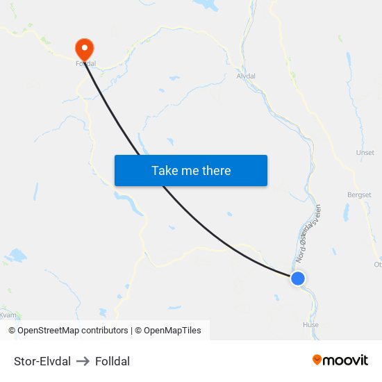 Stor-Elvdal to Folldal map