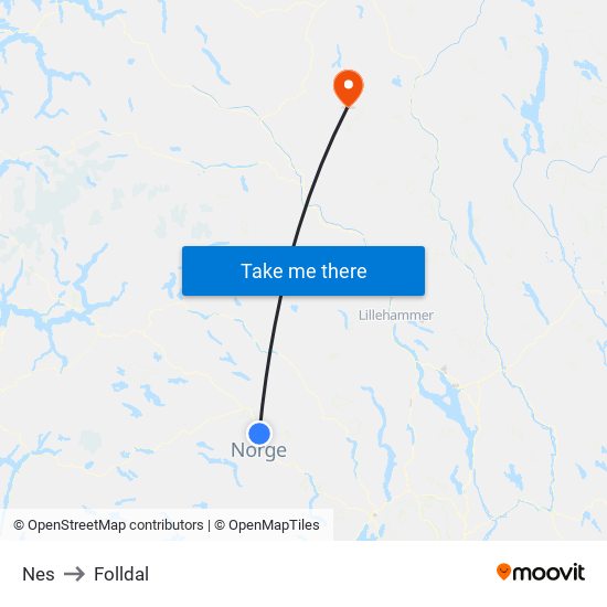 Nes to Folldal map