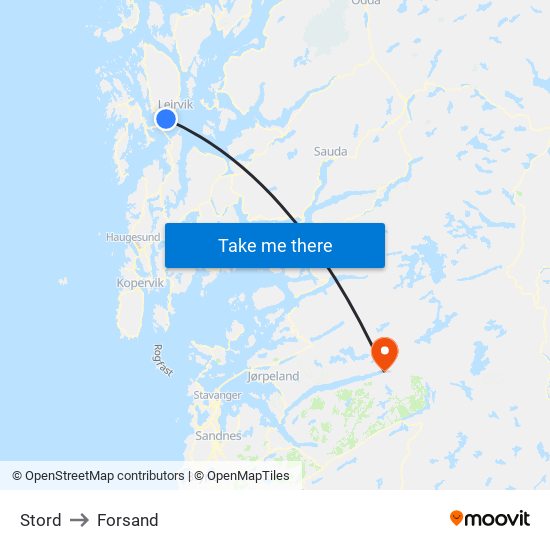Stord to Forsand map