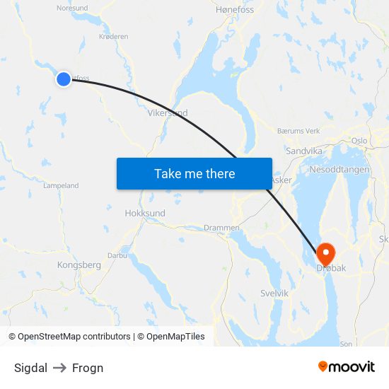 Sigdal to Frogn map