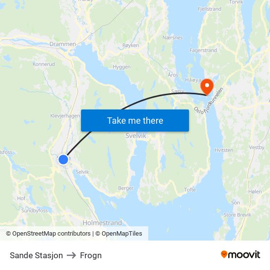 Sande Stasjon to Frogn map