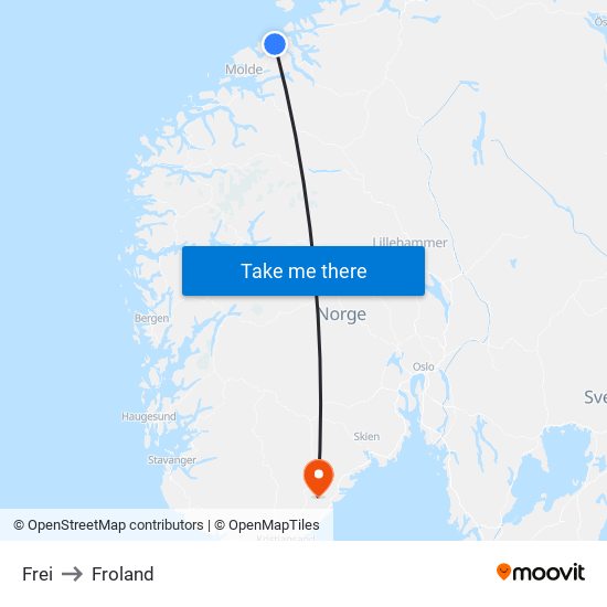 Frei to Froland map