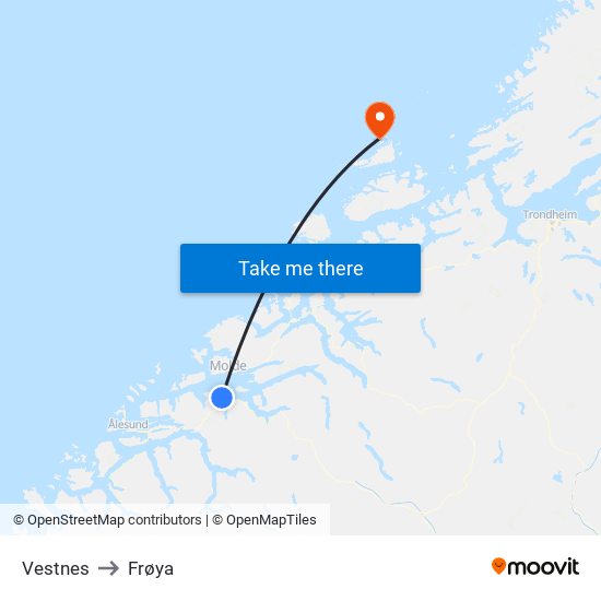 Vestnes to Frøya map
