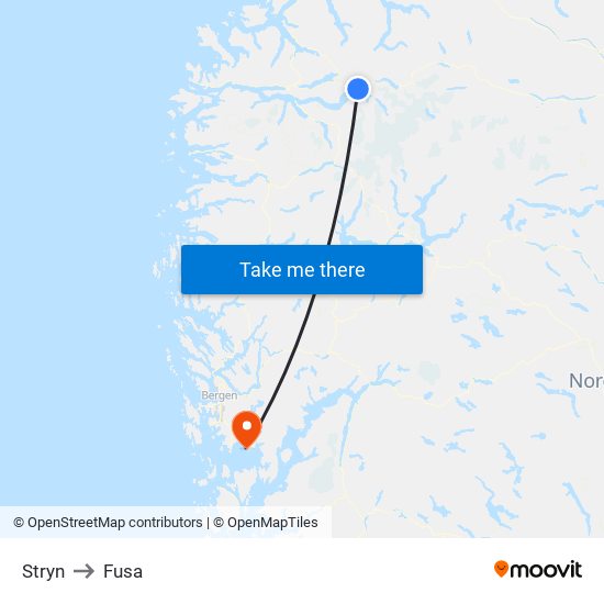 Stryn to Fusa map