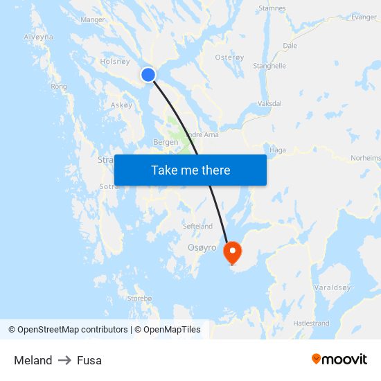Meland to Fusa map