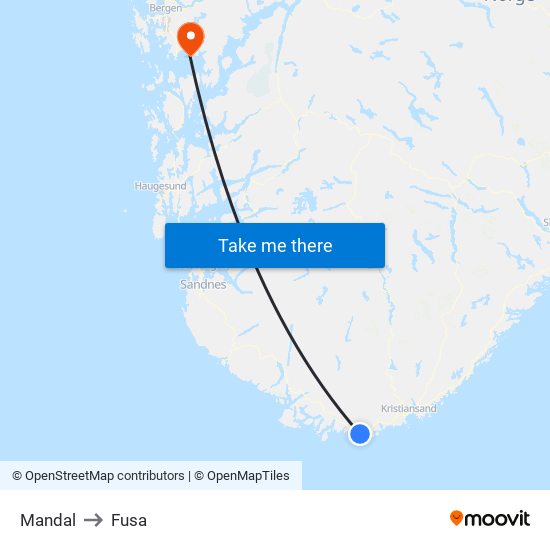 Mandal to Fusa map