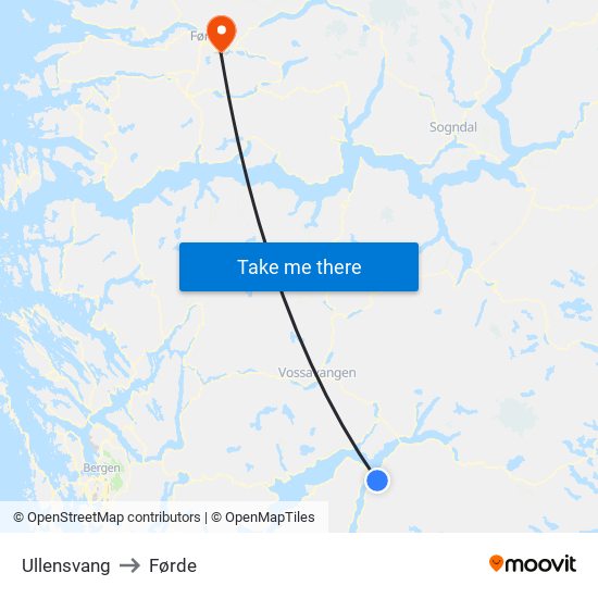 Ullensvang to Førde map