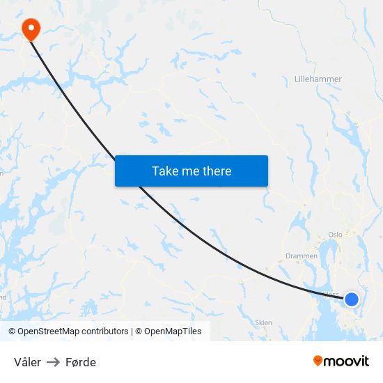 Våler to Førde map