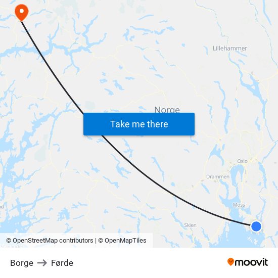 Borge to Førde map