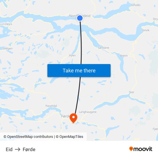 Eid to Førde map