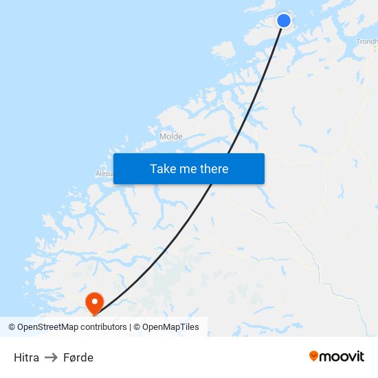 Hitra to Førde map