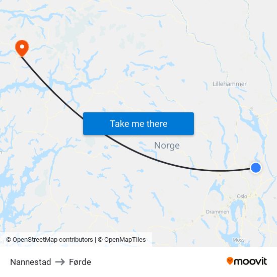 Nannestad to Førde map