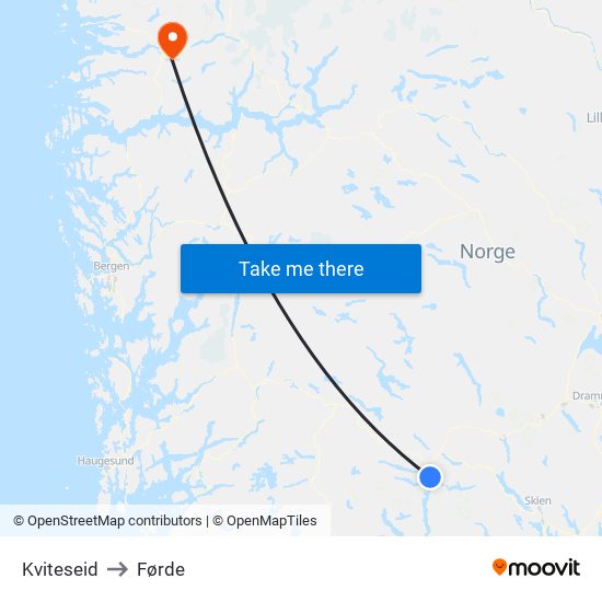 Kviteseid to Førde map