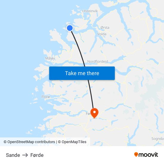 Sande to Førde map