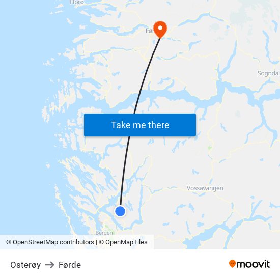 Osterøy to Førde map