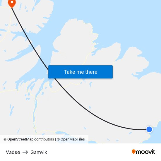 Vadsø to Gamvik map