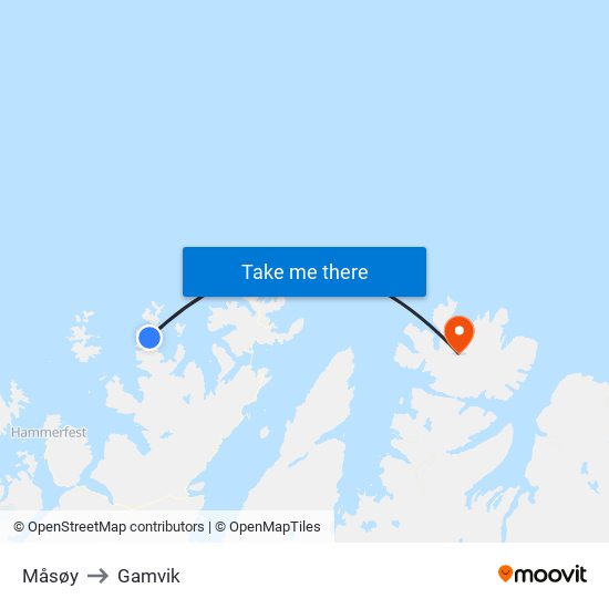 Måsøy to Gamvik map
