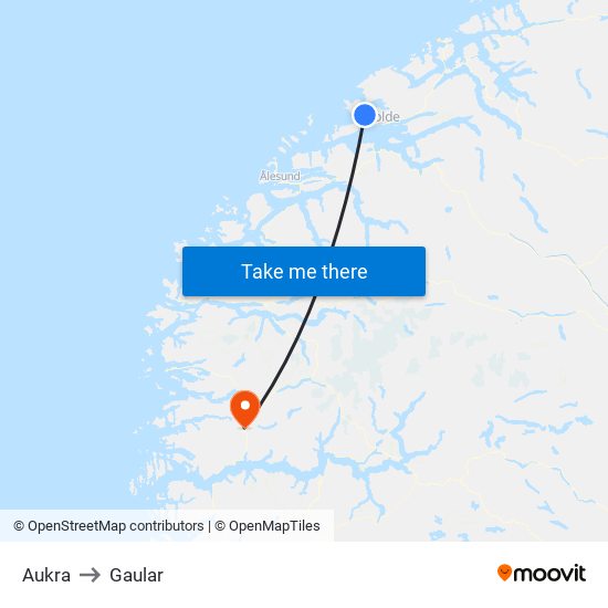 Aukra to Gaular map